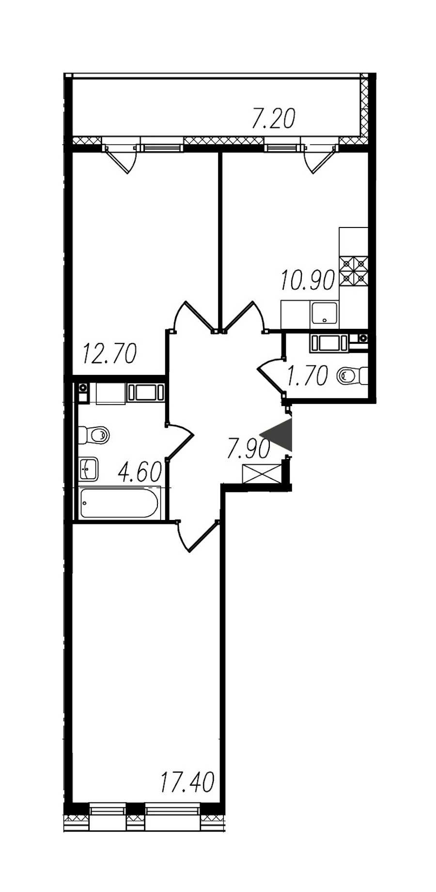 Двухкомнатная квартира в : площадь 55.2 м2 , этаж: 9 – купить в Санкт-Петербурге